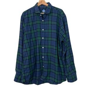 North Sails Men's Size XL Brushed Cotton Plaid Button Up Long Sleeve Shirt Blue